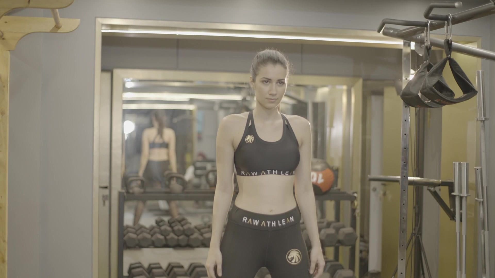 Female fitness workout at raw ath lean